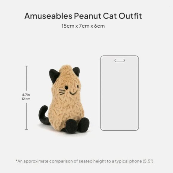 Jellycat Amuseable Peanut Cat Outfit Cute Edition Gifts NWT and Dust Bag - Picture 7 of 7